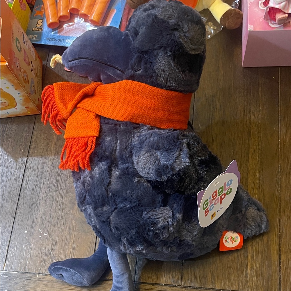 NWT Plush Black Bird with Orange Scarf